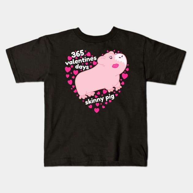 Valentines Day Skinny Pig Heart Kids T-Shirt by W.Pyzel